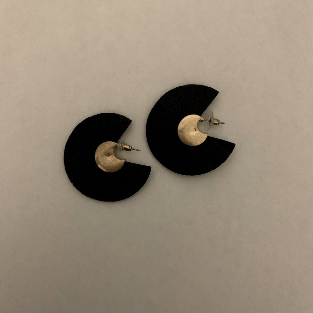 Black and Gold faux leather earrings